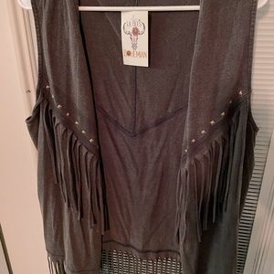 Lil Bees Bohemian Studded Fringe Vest